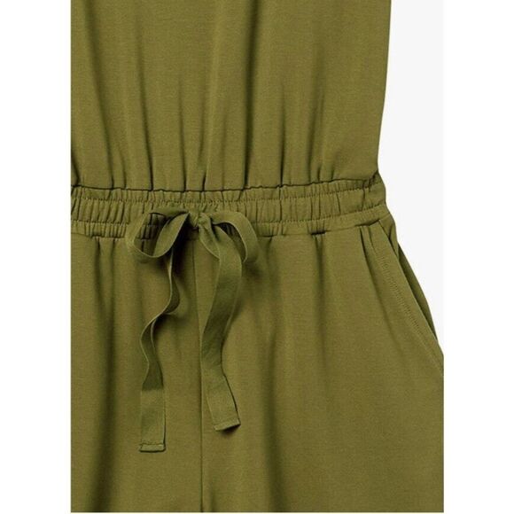 Daily Ritual Women L Romper Jumpsuit Green Olive Supersoft Sleeveless - Picture 5 of 8